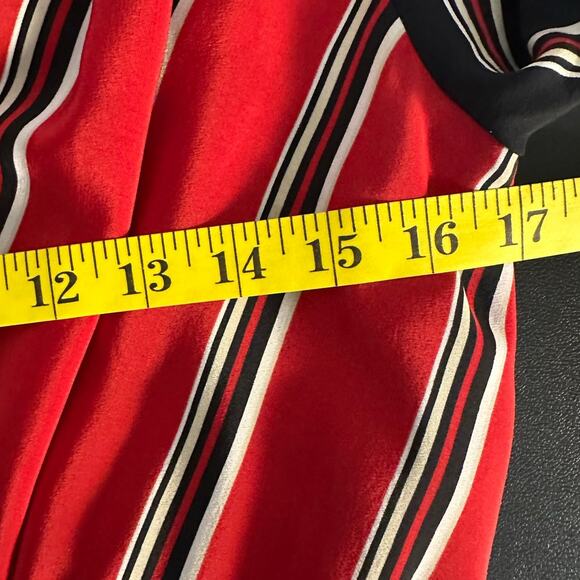 White House Black Market Striped Faux Wrap Dress Size 6 Silk Red and Black - Picture 6 of 7